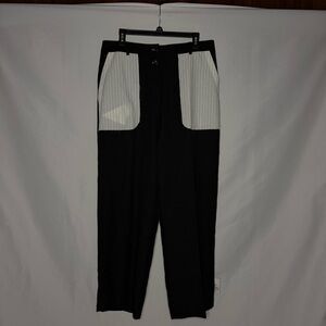 Topshop Black Pants Size 12 NWT Contrast White Patch Pockets
